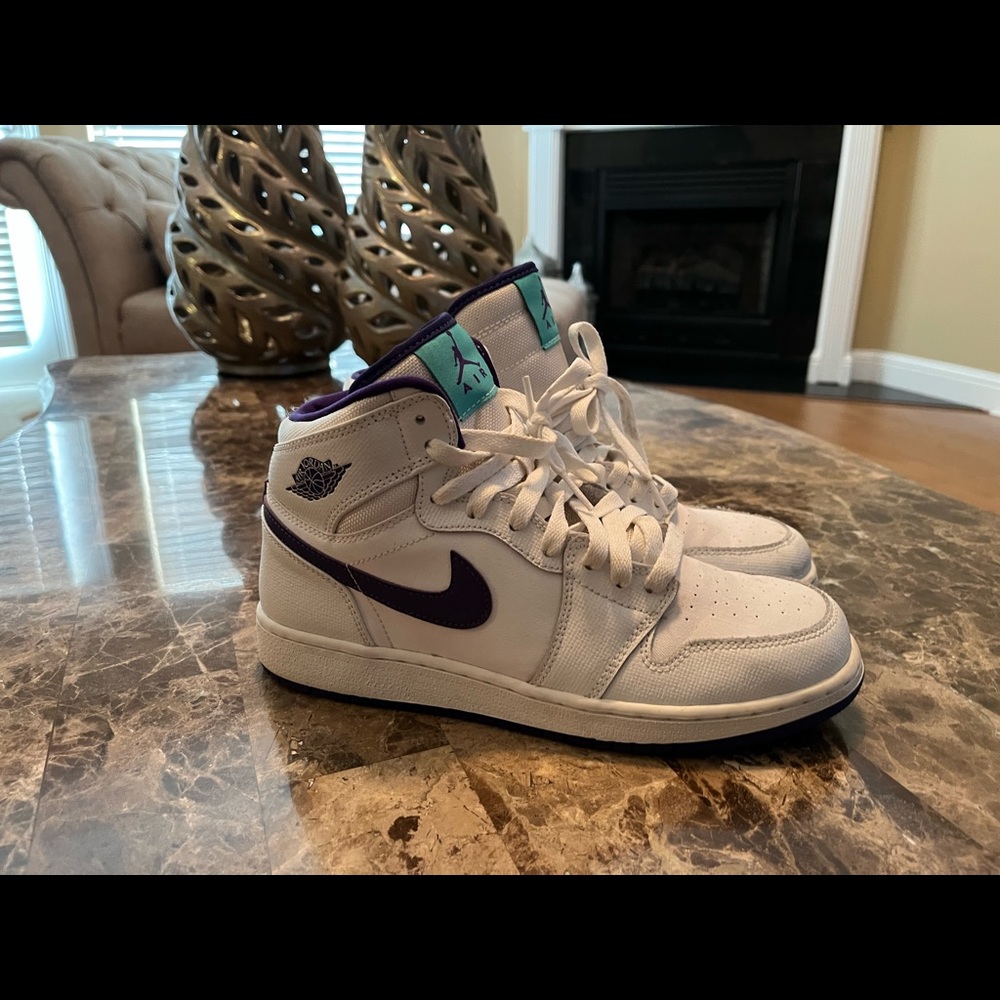 White, purple & turquoise Nike Air Jordan’s Sneakers